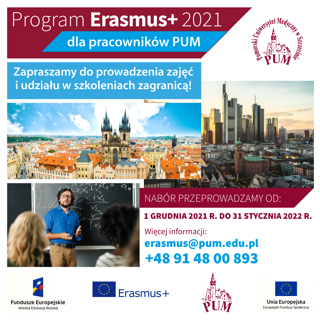 Erasmus+ 2021 dla pracowników PUM