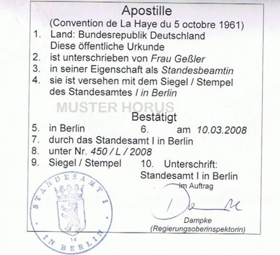 German Apostille - example