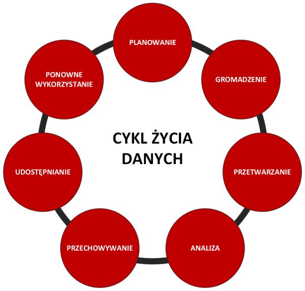 Cykl życia danych badawczych - schemat