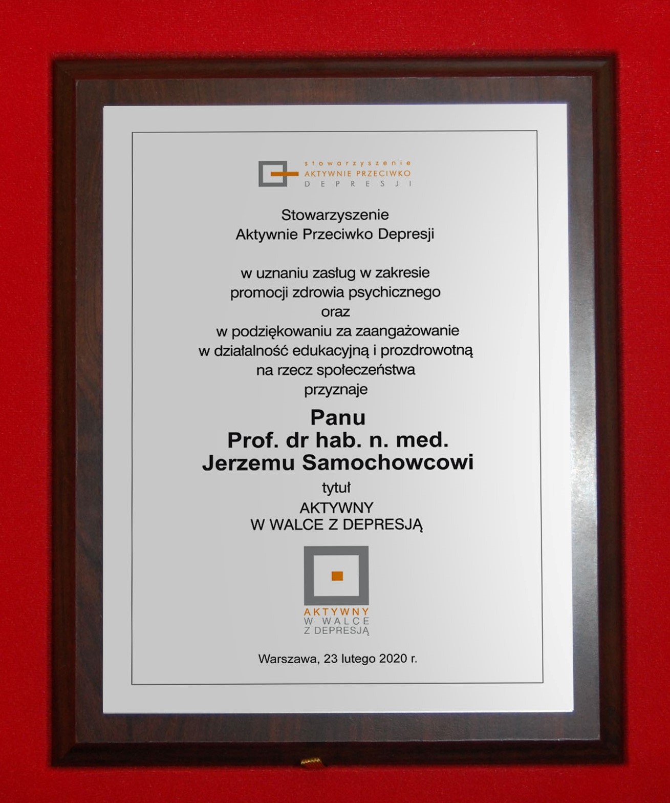 Nagrody dla prof. Jerzego Samochowca