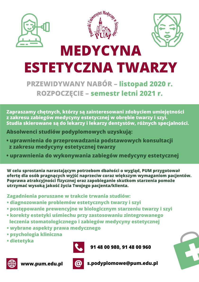 Podyplomowa MEDYCYNA ESTETYCZNA TWARZY