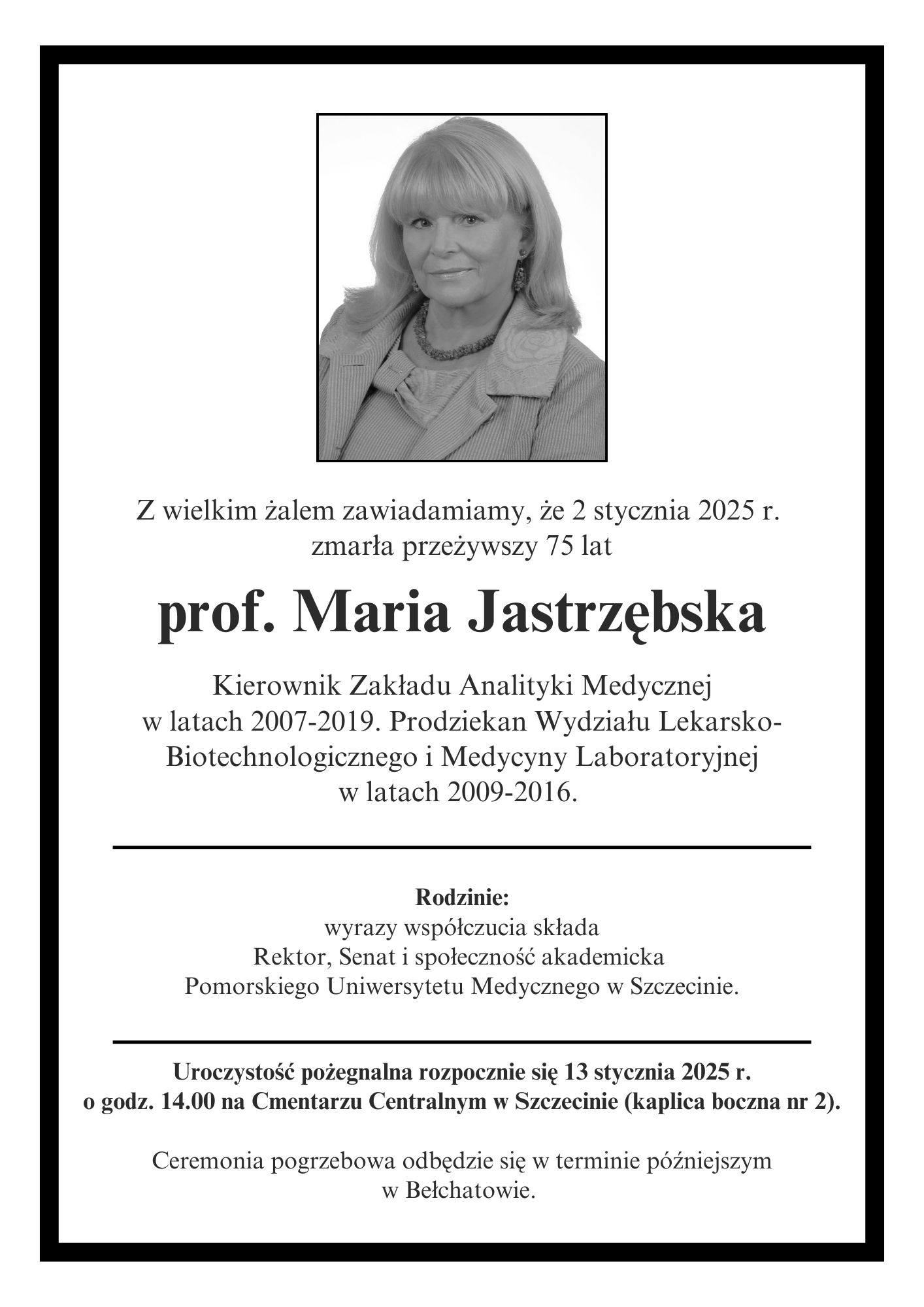 grafika/klepsydra z informacjami o pogrzebie oraz zdjęciem zmarłej