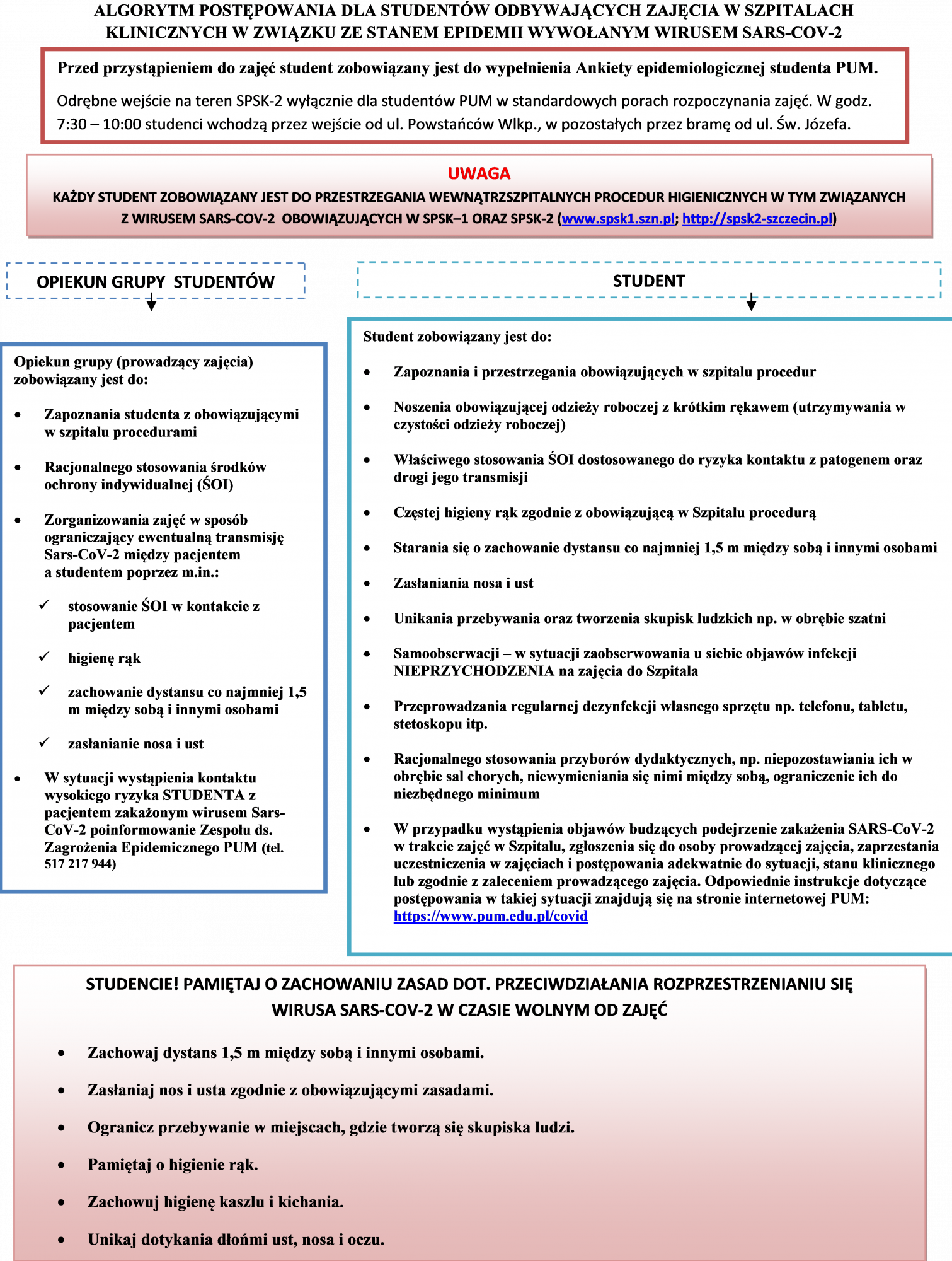 Zasady organizacji zajęć dydaktycznych w semestrze letnim