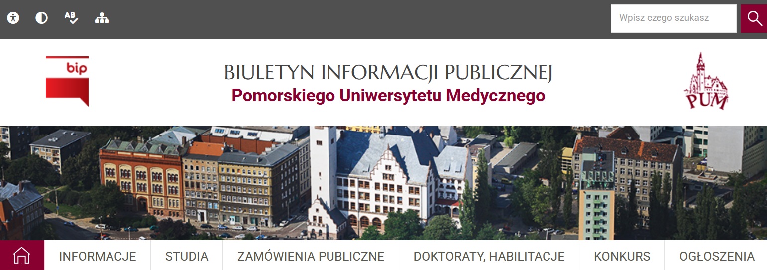 BIP widok strony frontalnej