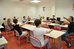 Szkoła pleców w bibliotece